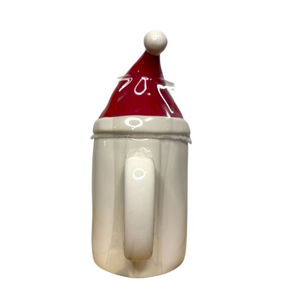 Rae Dunn Ho Ho Ho Mug With Red Santa Hat Topper Ceramic Christmas 2020 NEW - Picture 4 of 5